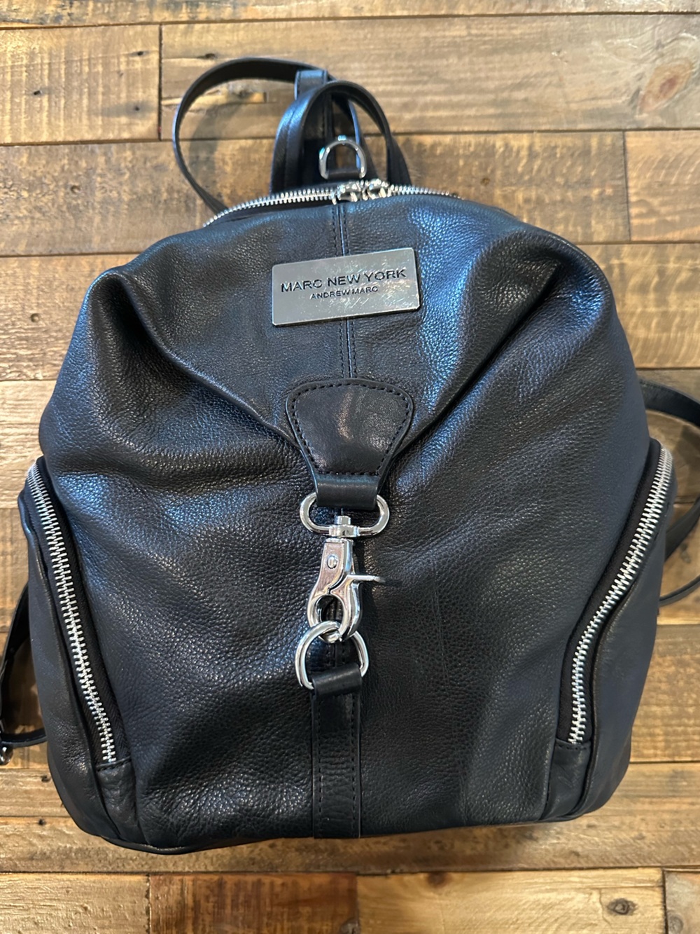 Marc New York Black Leather Backpack Bag New Without Tags